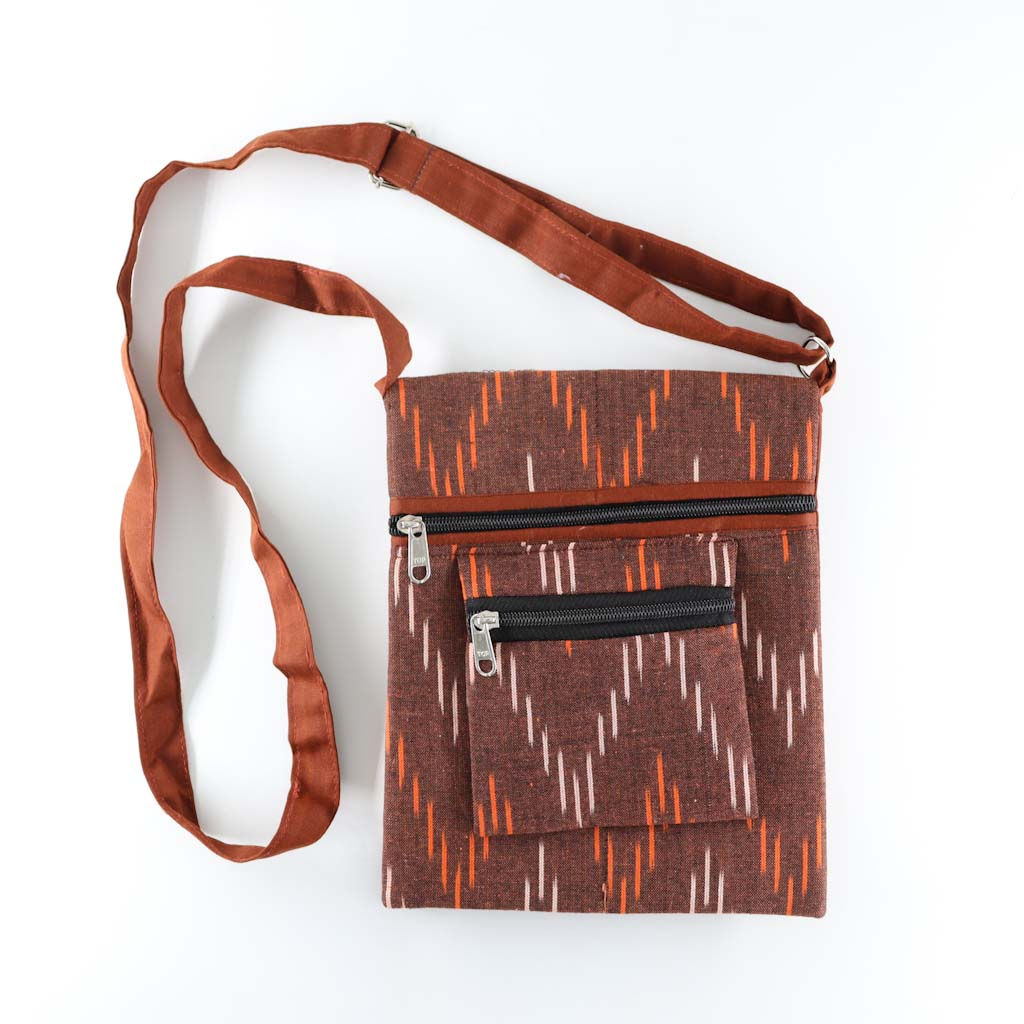 Brown Cotton Ethnic Purse