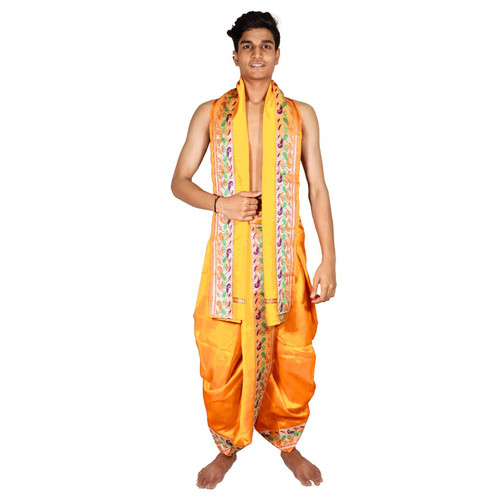 Shop Yellow Paithani Dhoti Uparana Set Gore Ani Mandali shop-yellow-paithani-dhoti-uparana-set-gore-ani-mandali
