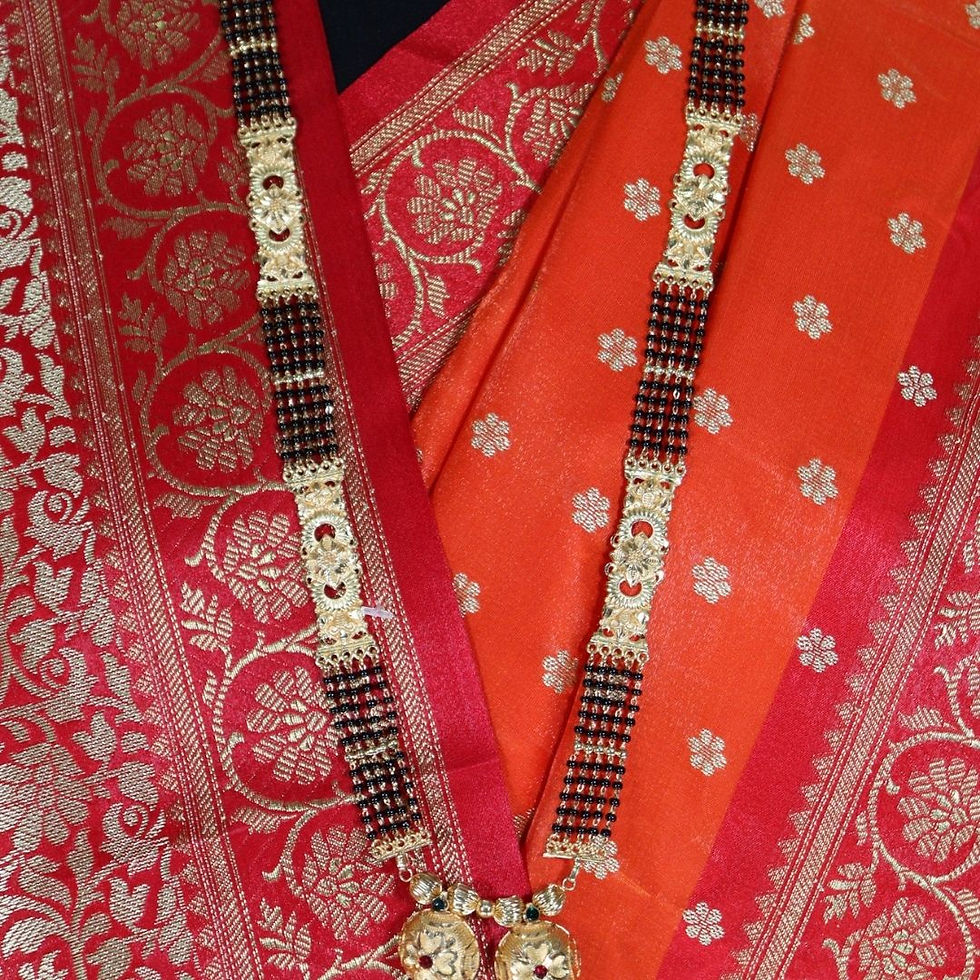 Thumbnail: Orange Banarasi Padma Readymade Peshwai/Bramhani Nauvari Saree