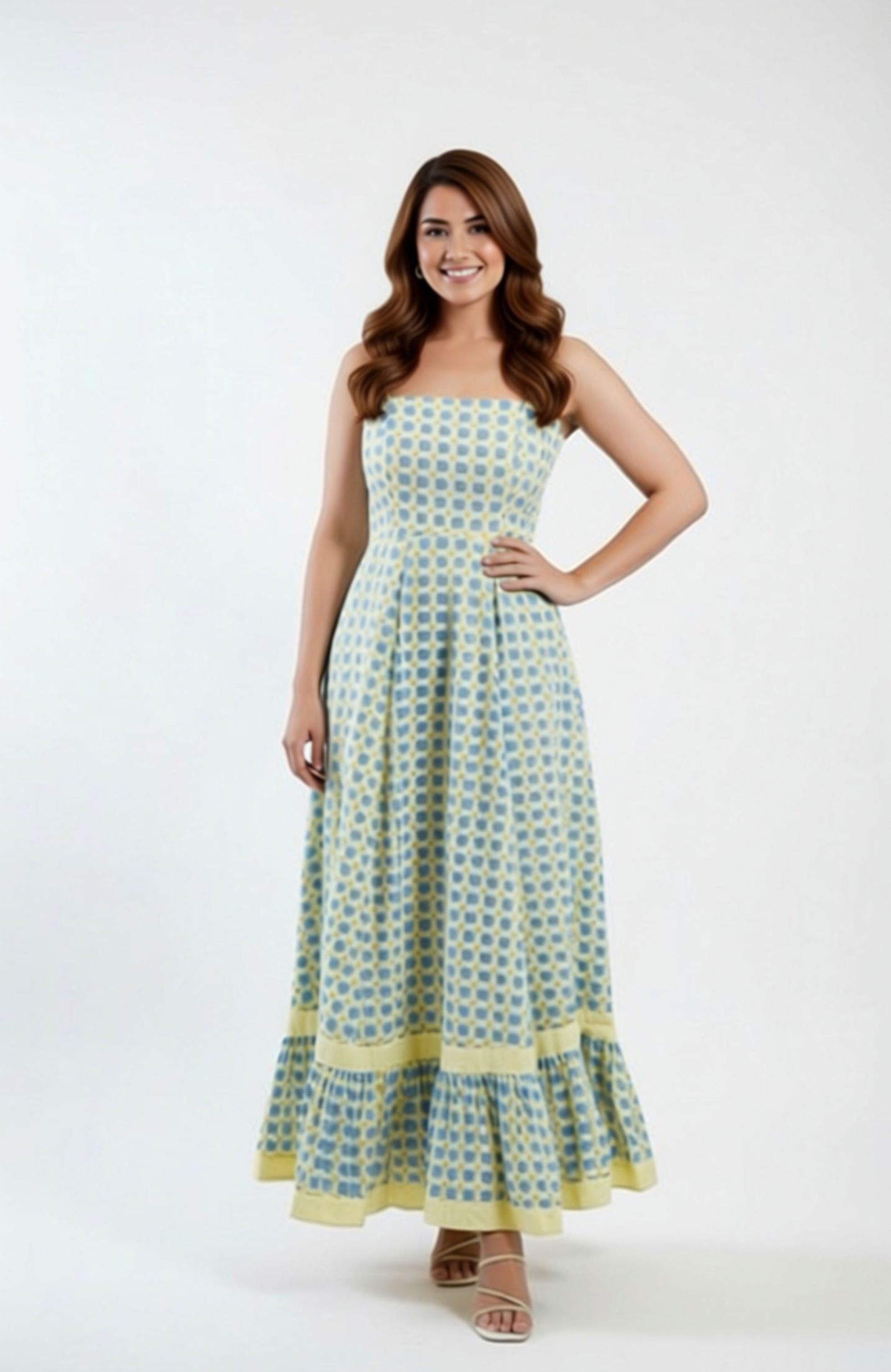 Coastal Breeze Checkered Maxi Dress