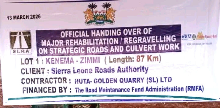 Government Hands Over Kenema–Zimmi Road Rehabilitation Project to Contractor