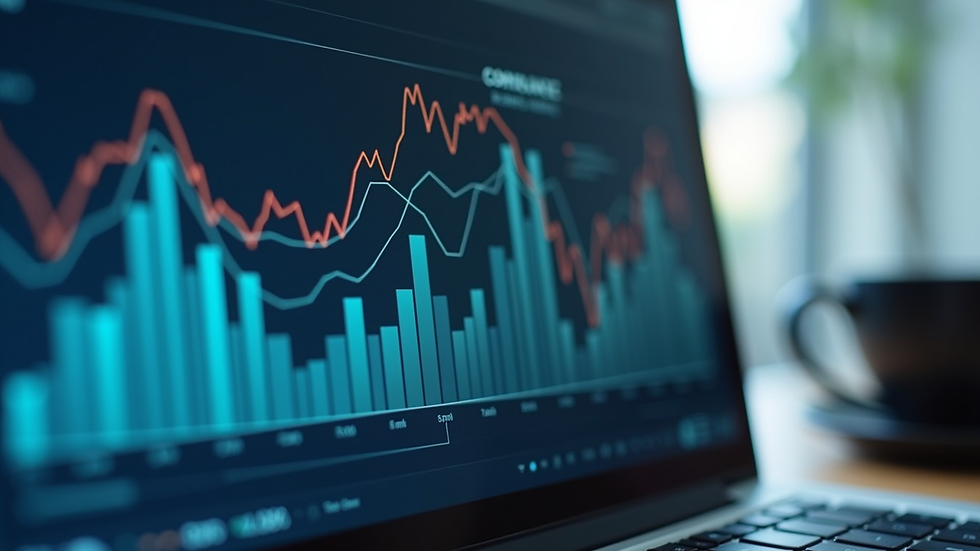 Close-up view of a computer screen displaying compliance dashboard analytics
