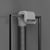3D render of white window duct adapter for 125mm/5-inch ducts installed in a tilted black window frame with attached flexible
