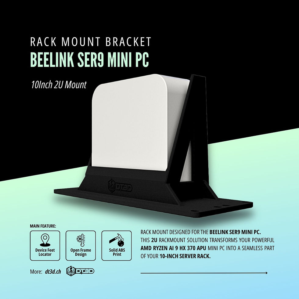 Miniaturbild: Custom ABS rack mount for Beelink SER9 Pro AI homelab setup.