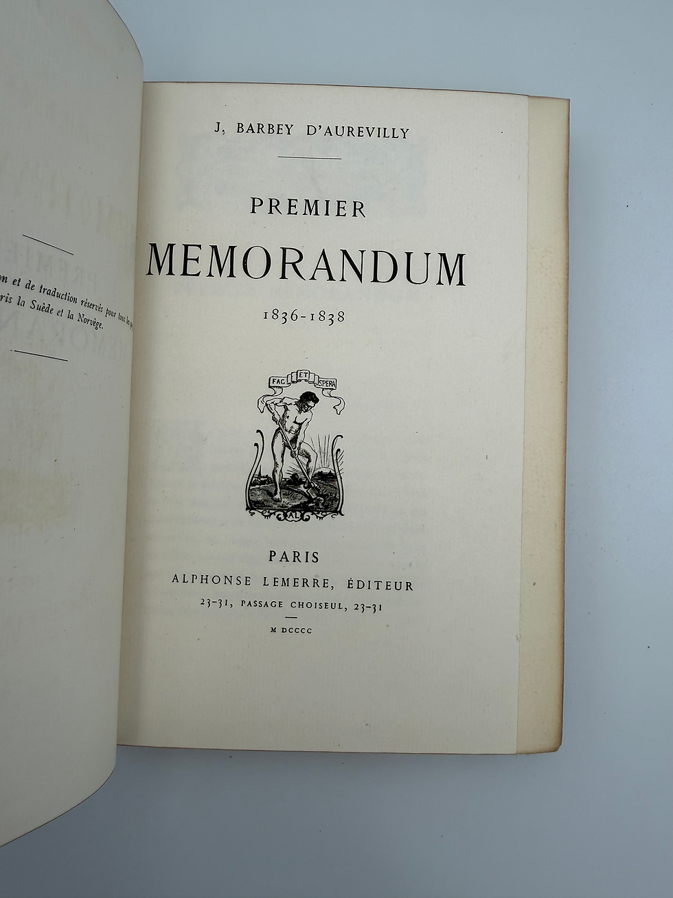 Miniature : BARBEY D'AUREVILLY (Jules). Premier & Deuxième Memorandum (1836-1838).