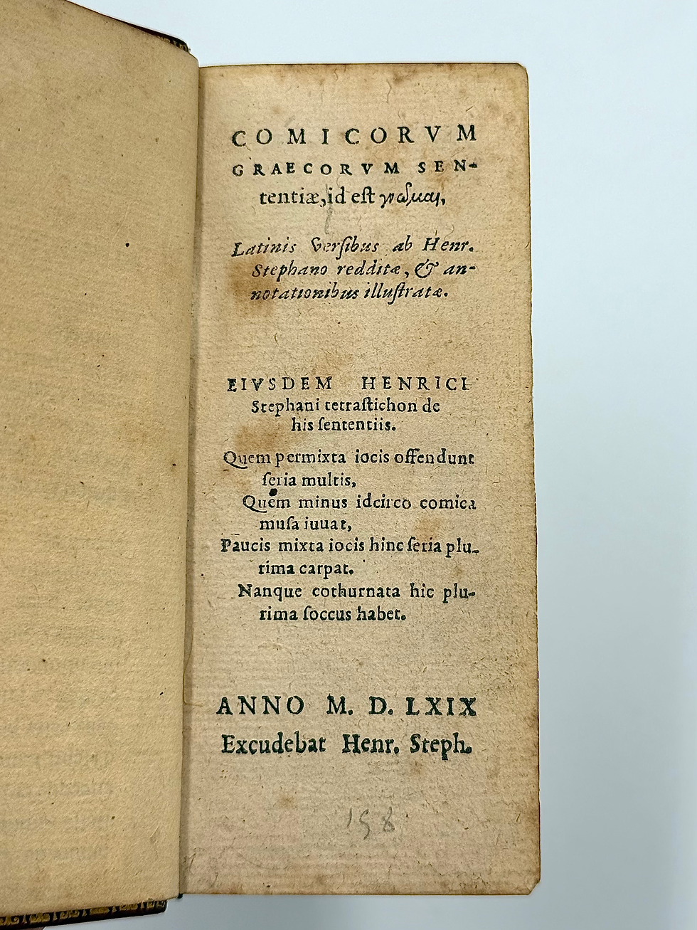 Miniature : COMICORUM GRAECORUM SENTENTIAE (Auteurs Comiques Grecs au XVI° siècle)