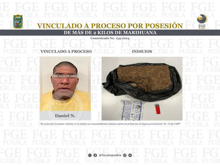 Vinculado a proceso por posesión de más de 2 kilos de marihuana