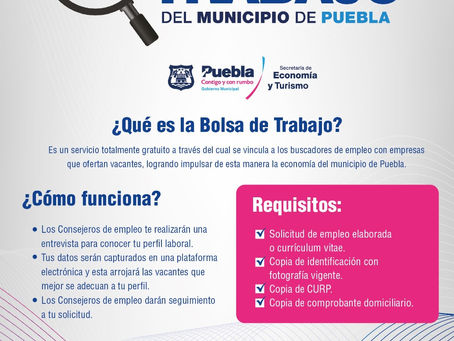 Se mantiene activa la bolsa de trabajo en el Municipio de Puebla