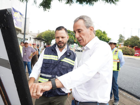 Supervisa Pepe Chedraui trabajos del Tren Capitalino de Pavimentación en bulevar Héroes del 5 de Mayo