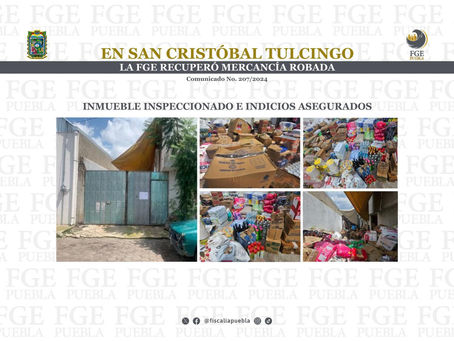 En San Cristóbal Tulcingo, la FGE recuperó mercancía robada