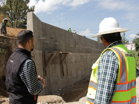 Supervisa Gobierno de la Ciudad construcción de muro de contención en límites del Río Alseseca