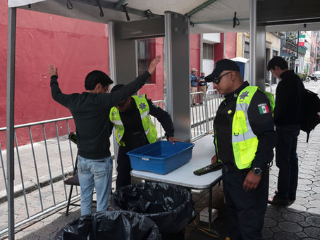 Refuerzan seguridad en el Centro de Puebla con filtros y cierres viales