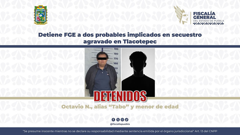 Detiene FGE a dos probables implicados en secuestro agravado en Tlacotepec