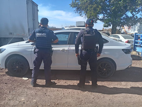 La SSCYPC de Cuautlancingo en coordinación con seguridad pública de coronango recuperan vehículo robado