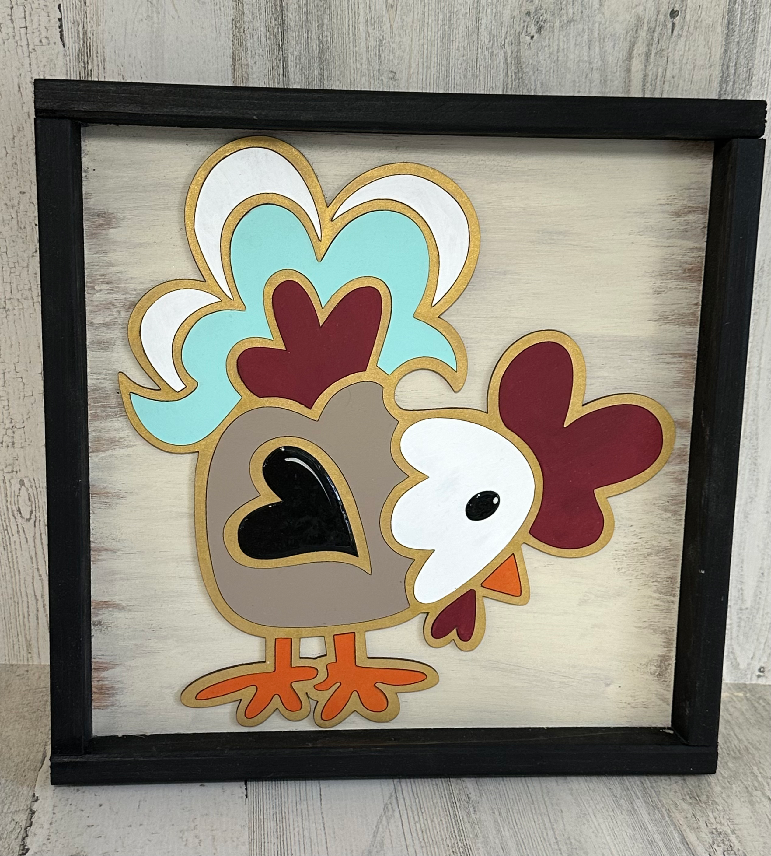 Rooster 3D liquid glass frame
