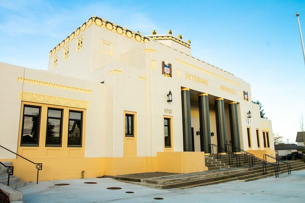 Front angle view of Eureka Veterans Memorial Building