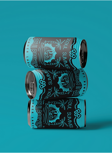 Benji Brewing 3 cans stacked - Blue