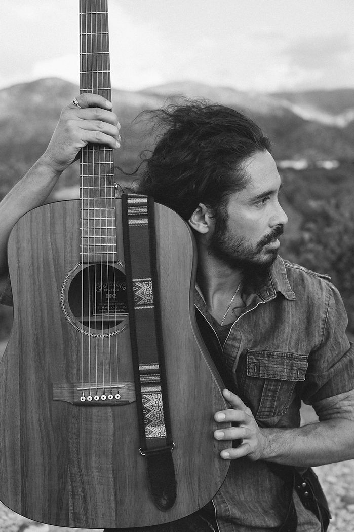 Leonardo with Martin Guitar in Santa Fe, New Mexico