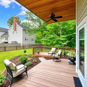 the backyard of a house in Baltimore County. It has a deck and landscaping..jpg