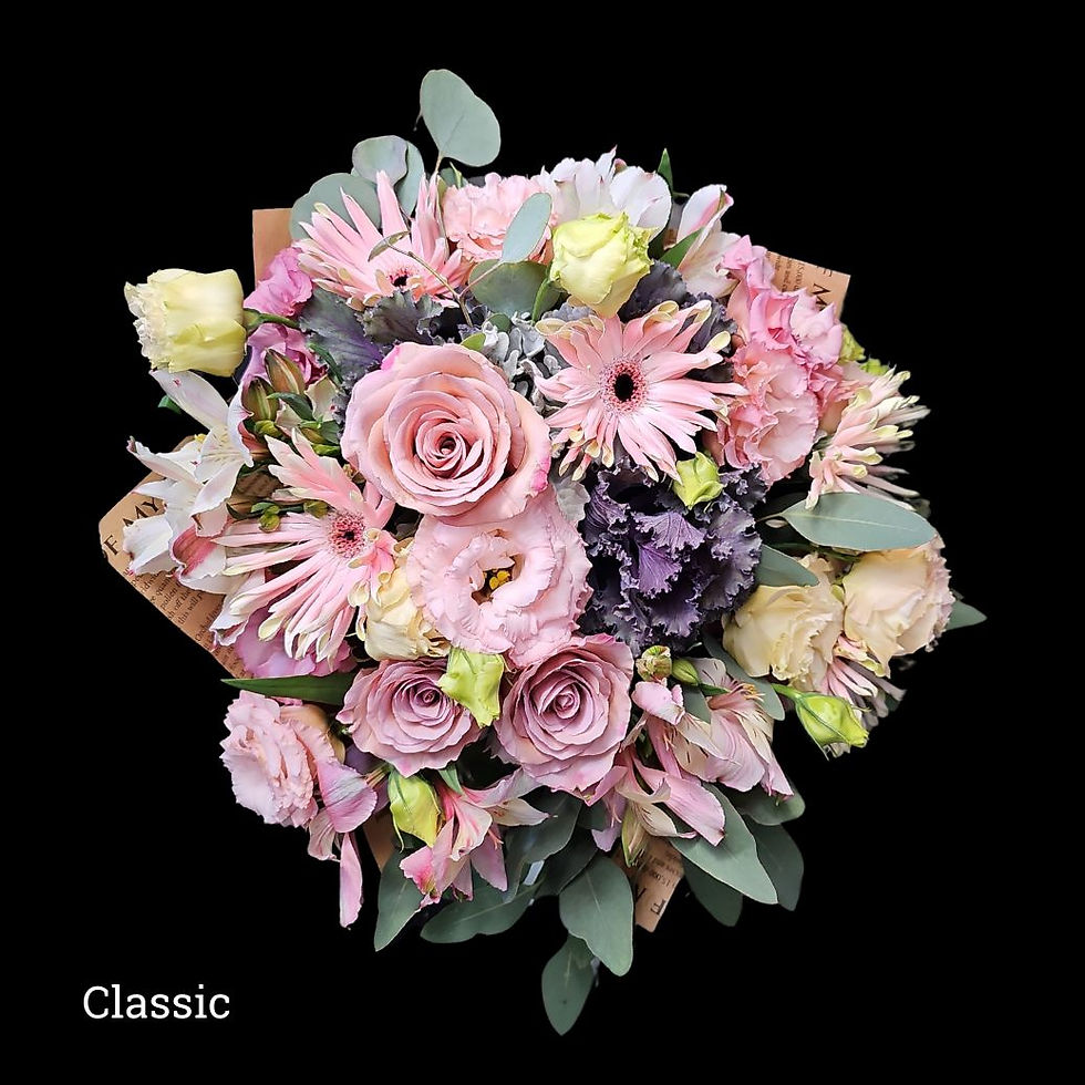 Thumbnail: Classic Pink Flower bouquet in an eco carton vase rose heavy