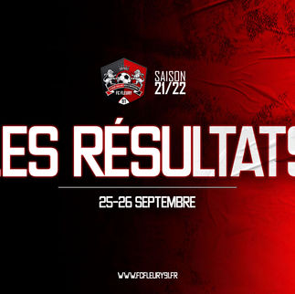 CLUB : Les résultats du 25-26 septembre