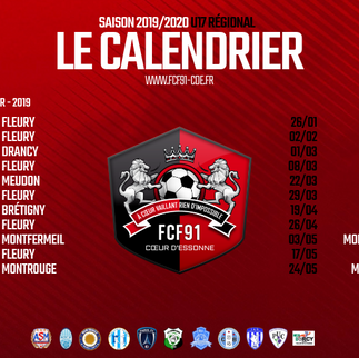 U17 - U16R1. Découvrez les calendriers 2019/2020