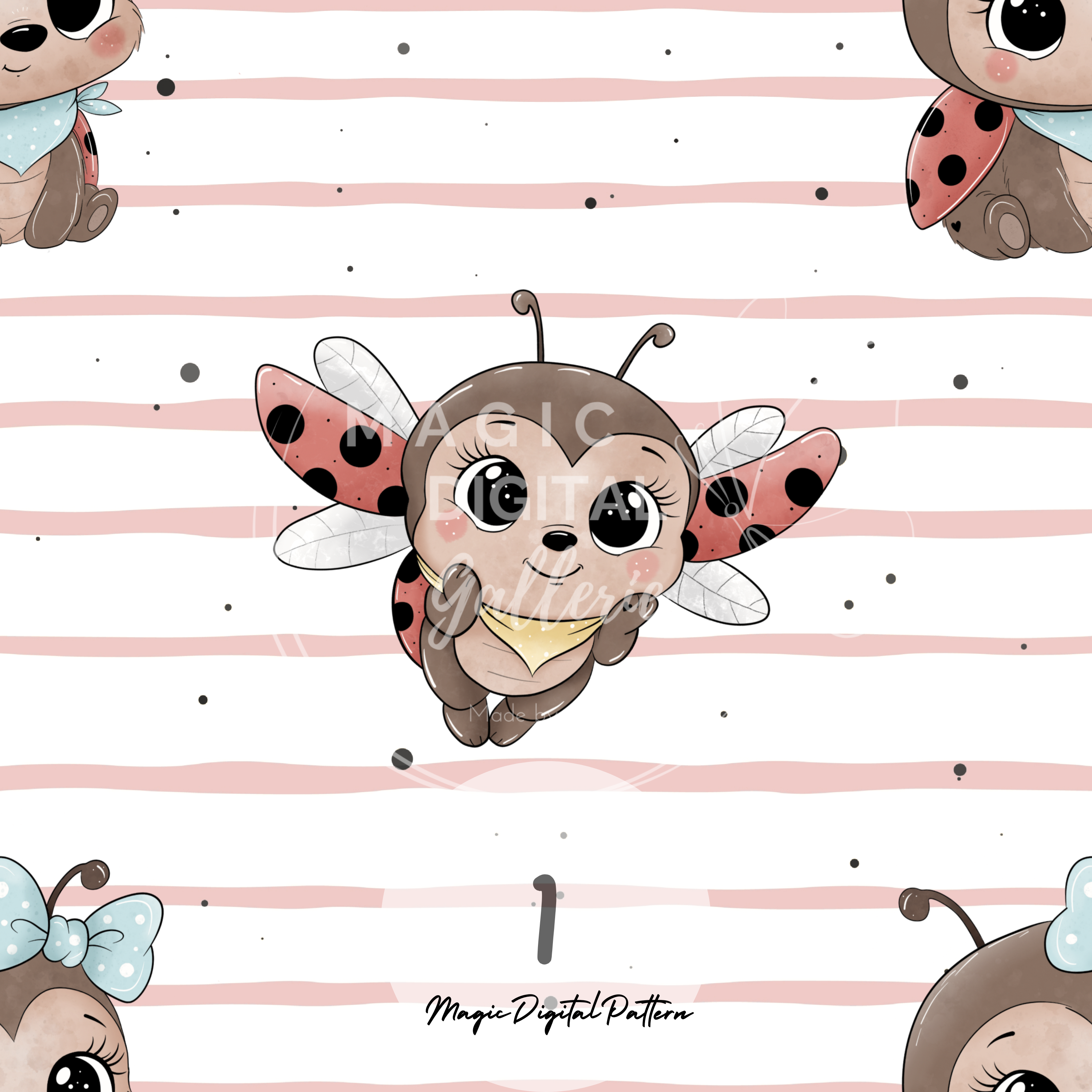 handgemalt Stoffdesign - Marienkäfer