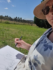 Contour line drawing in the paddock at Lynwood, Collector, NSW