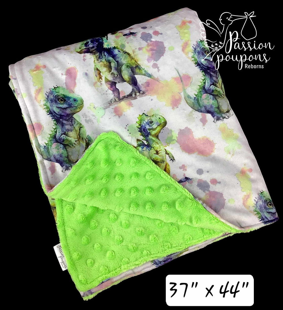 Miniature : doudou pour bébés en minky vert dinosaures