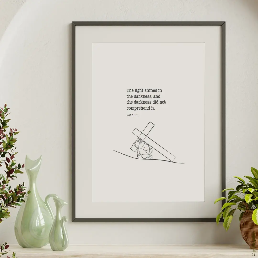 Light Shines in the Darkness - Christian Bible Verse Wall Art