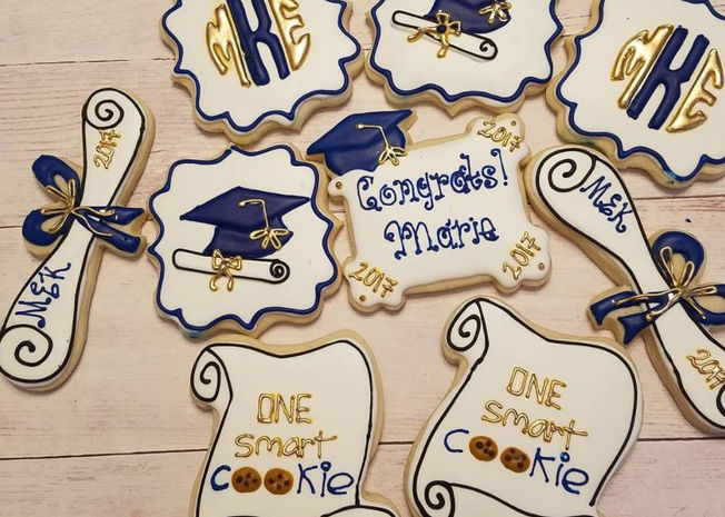 Nanacakes Blue And Gold Graduation Themed Cookies