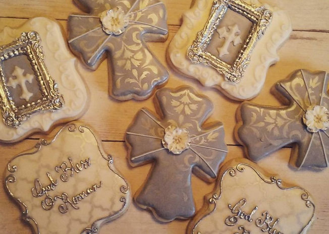 Nanacakes White Grey And Silver Baptism Themed Cookies