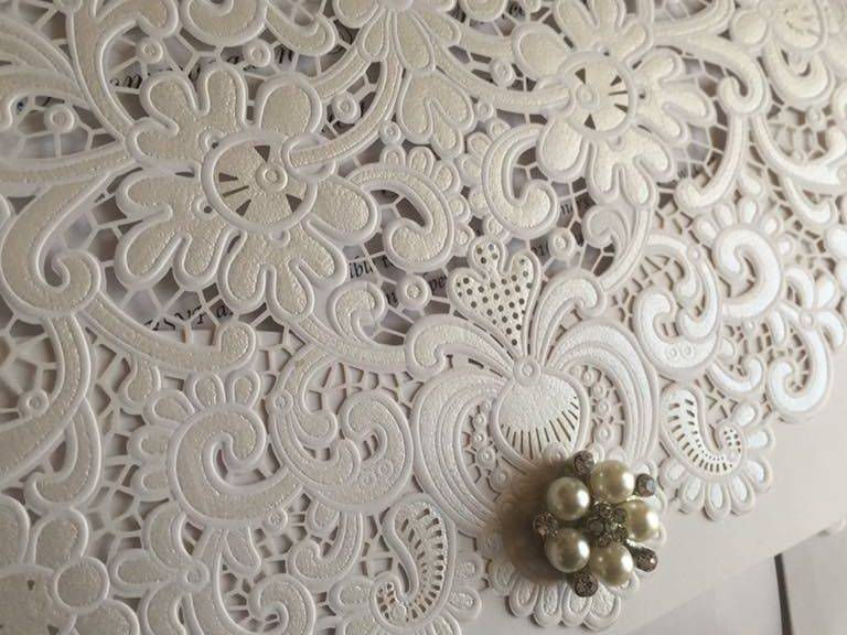 Lace laser cut wedding invites