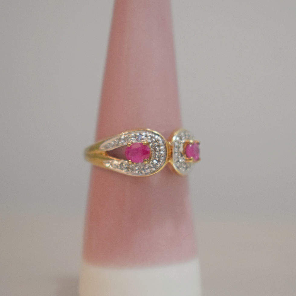 Thumbnail: 9ct Gold Double Ruby & Diamond Ring