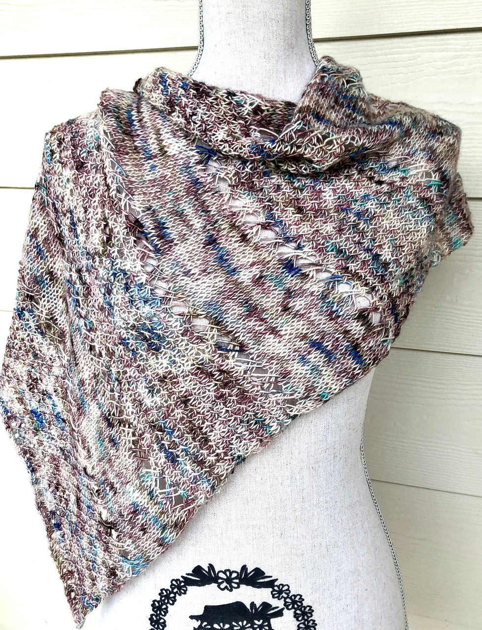 Thumbnail: Hand Knit Confetti Shawl Purple and Blues