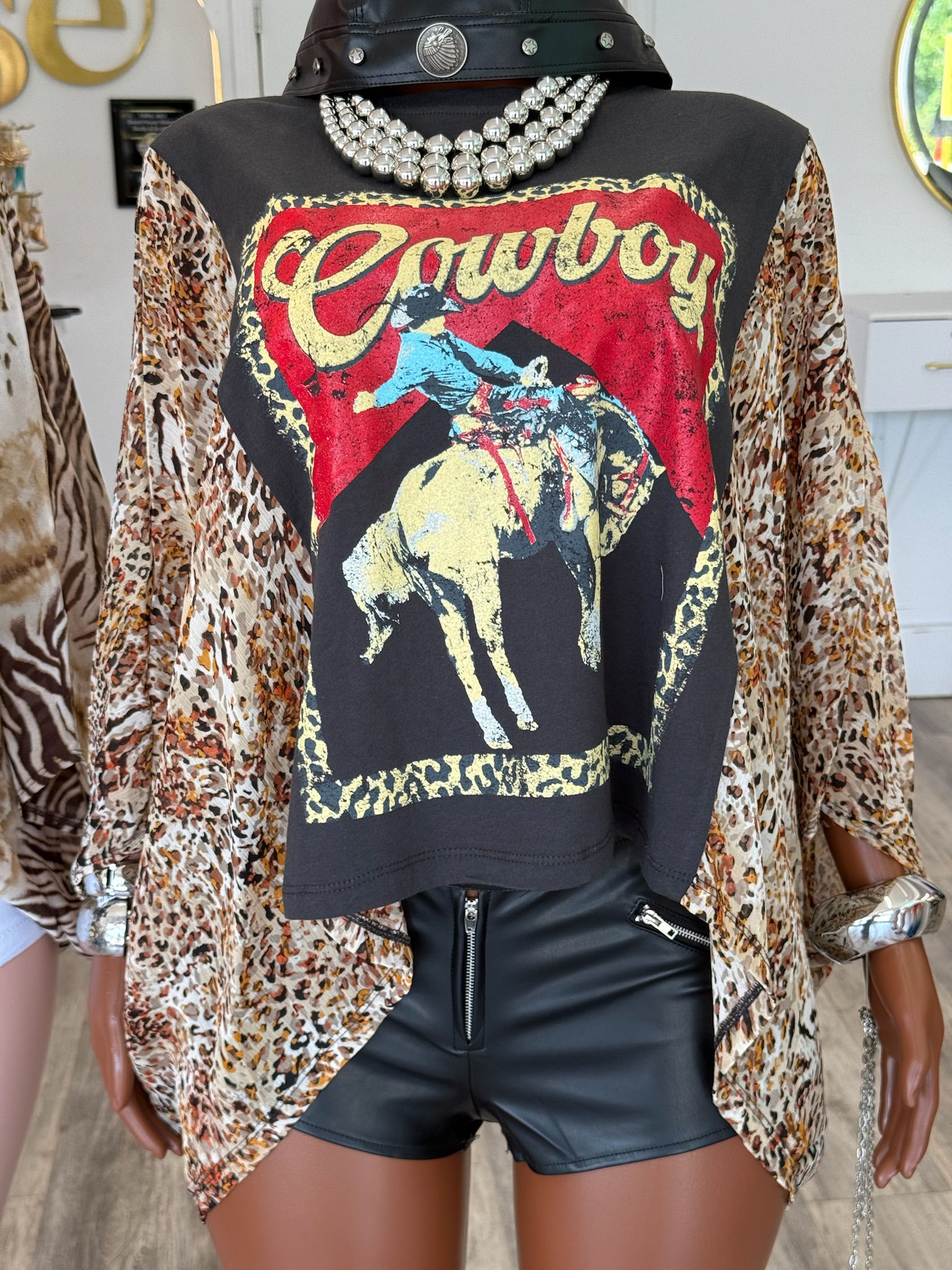 Cheetah Cowboy Shaw Tee