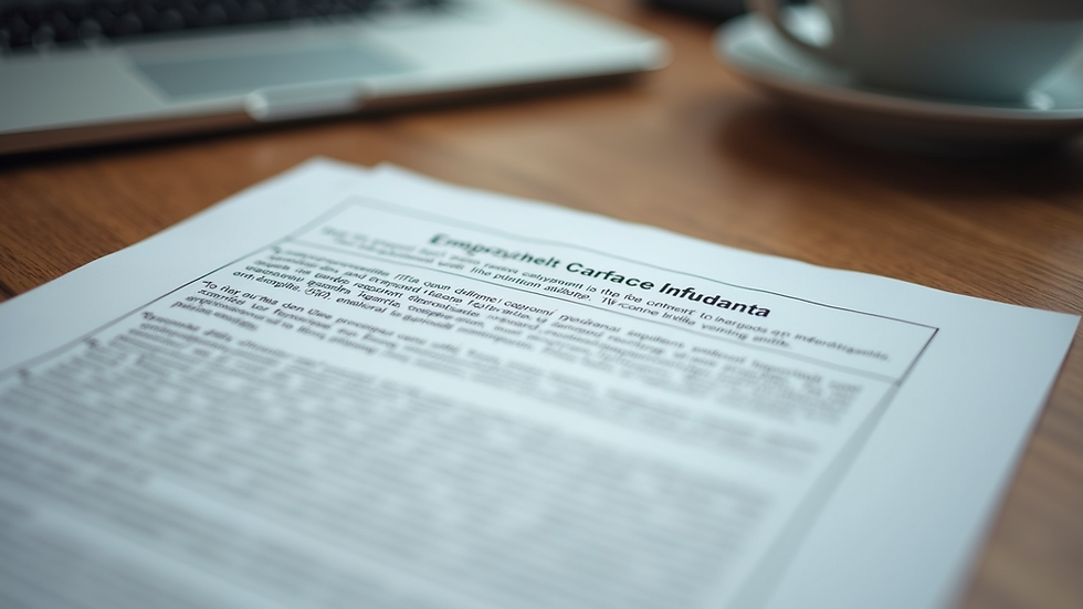 Eye-level view of a printed employment verification letter on a wooden table