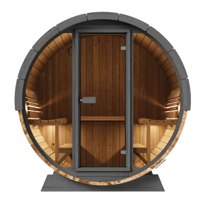 6-Person Sauna Barrel with Glass Front