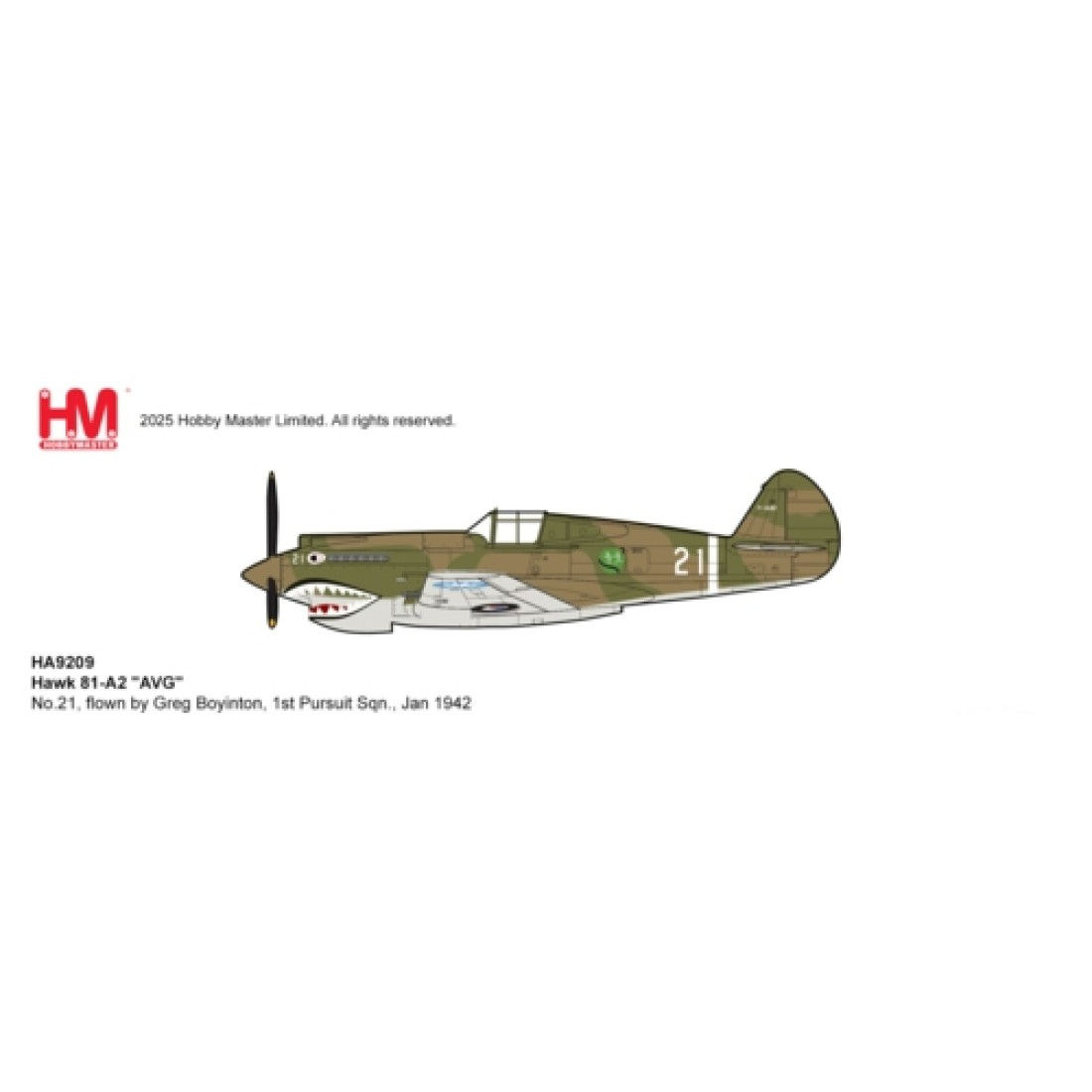 Hobby Master HA9209, Hawk 81A-2 "AVG" No.21, flown by Greg Boyinton, 1:48