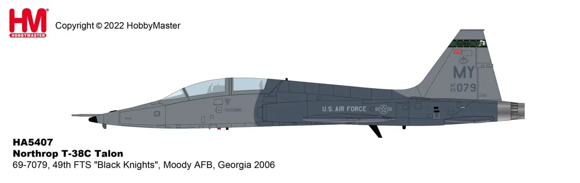 Hobby Master HA5407, Northrop T-38C Talon 69-7079, 49th FTS "Black Knights, 1:72