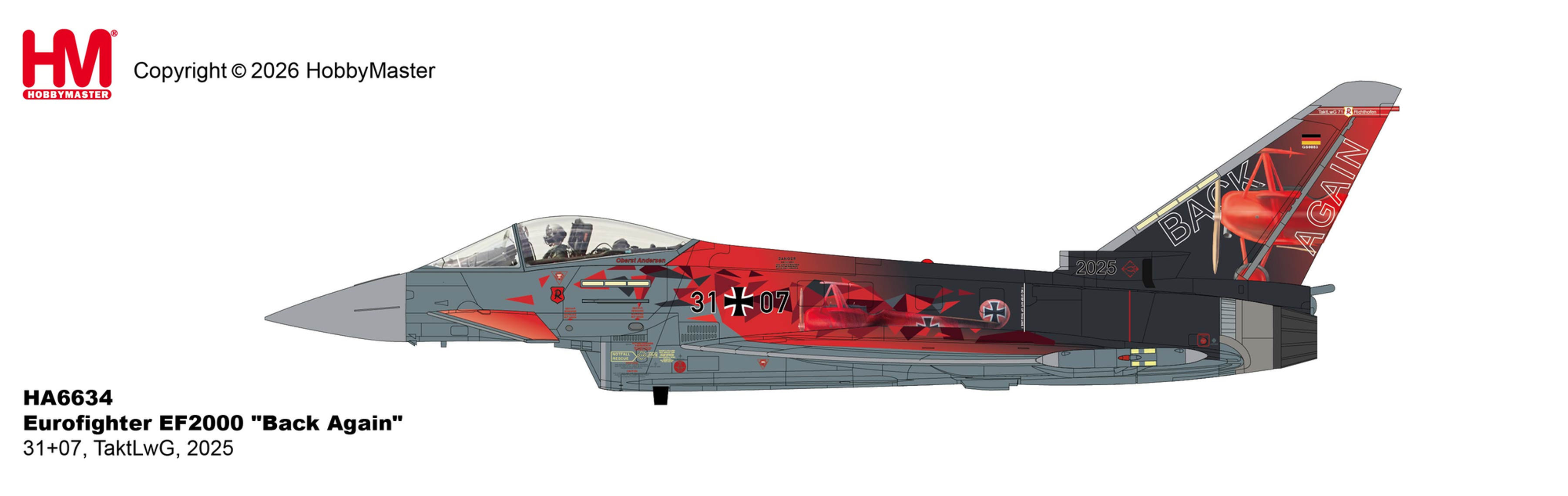 Hobby Master HA6634, Eurofighter EF2000 "Back Again" 31+07, TaktLwG, 2025, 1:72
