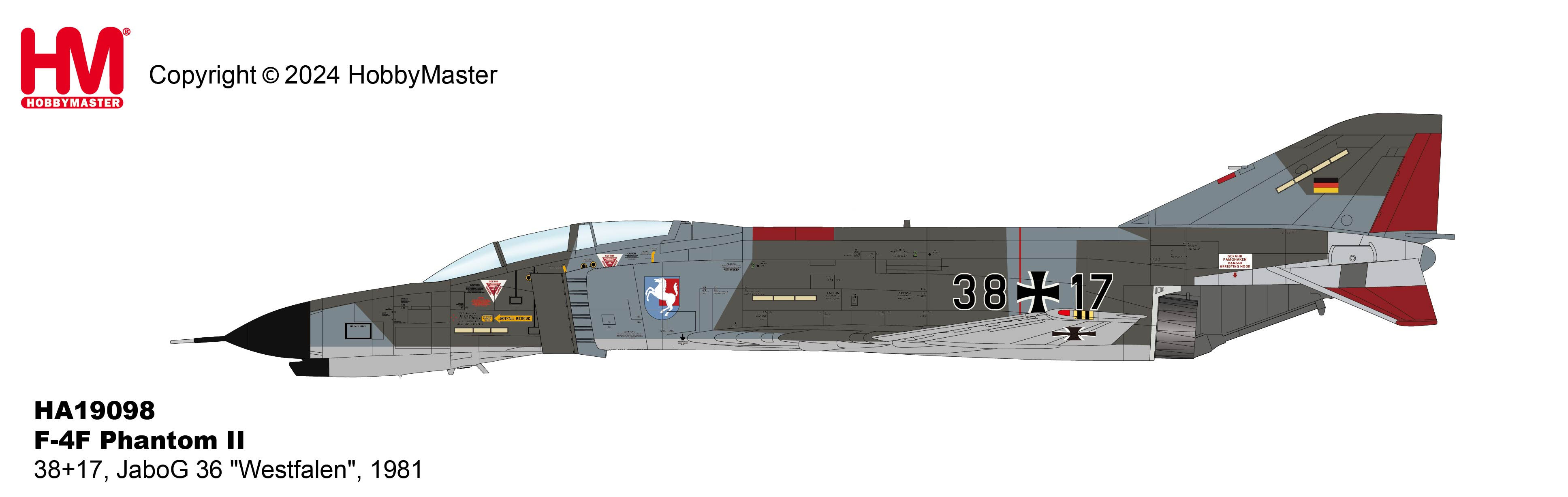 Hobby Master HA19098, F-4F Phantom II 38+17, JaboG "Westfalen", 1981, 1:72