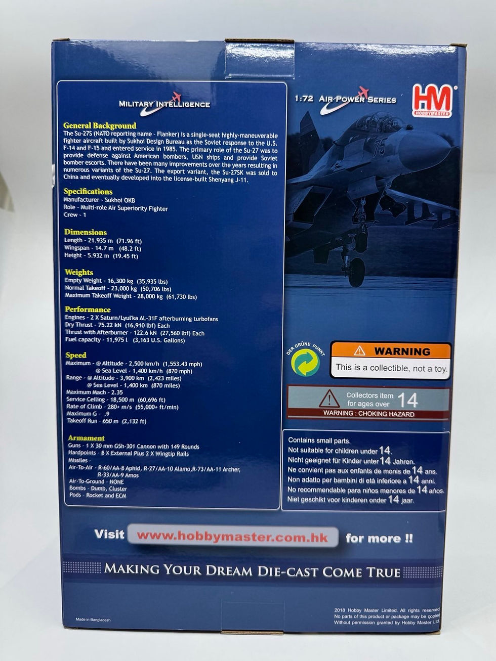 Thumbnail: Hobby Master HA6022, Su-27SK " Military Parade of the Century scheme" 1304, 1:72