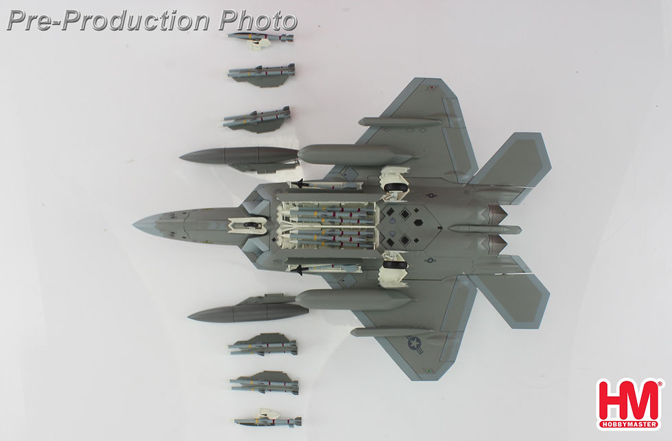 Thumbnail: Hobby Master HA2829, F-22 Raptor (with steathy pods) AF06-132, 411 FLTS, 1:72