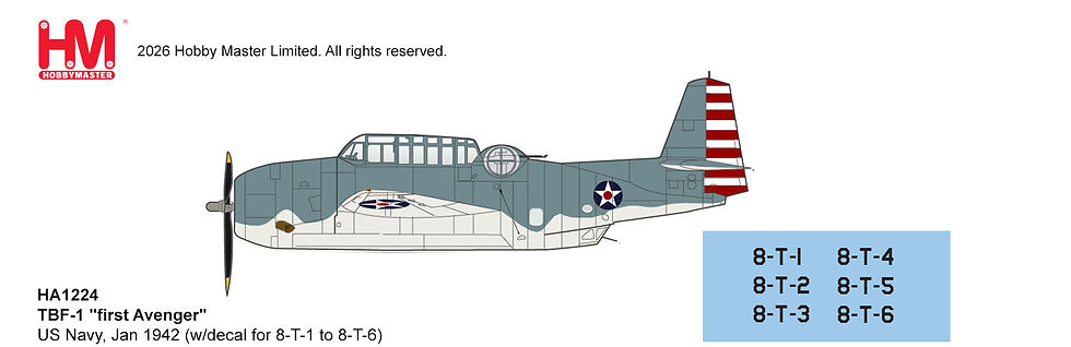 Thumbnail: Hobby Master HA1224, TBF-1 "first Avenger" US Navy, Jan 1942 (w/decal for, 1:72
