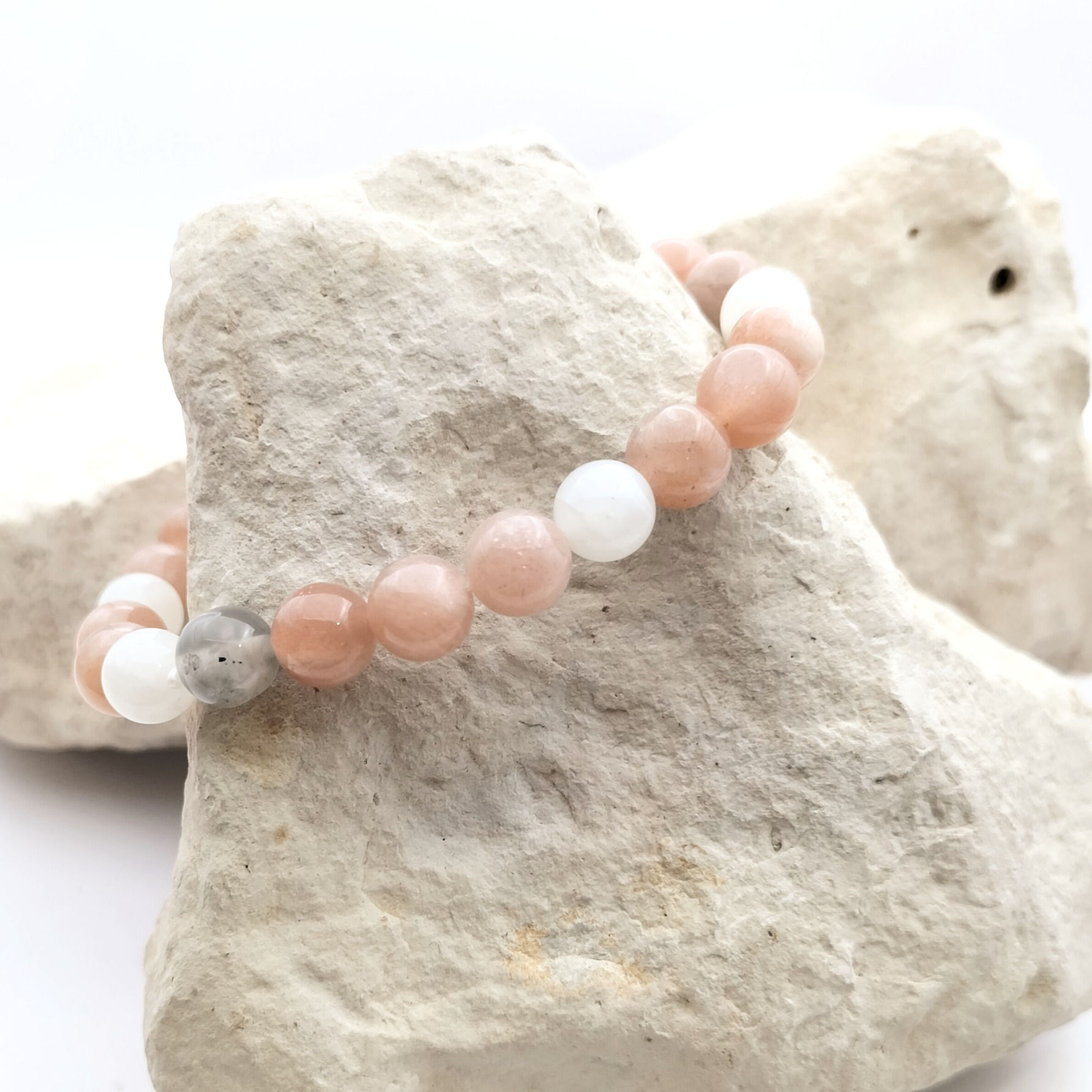 Bracelet pierre de lune adulaire 8 mm