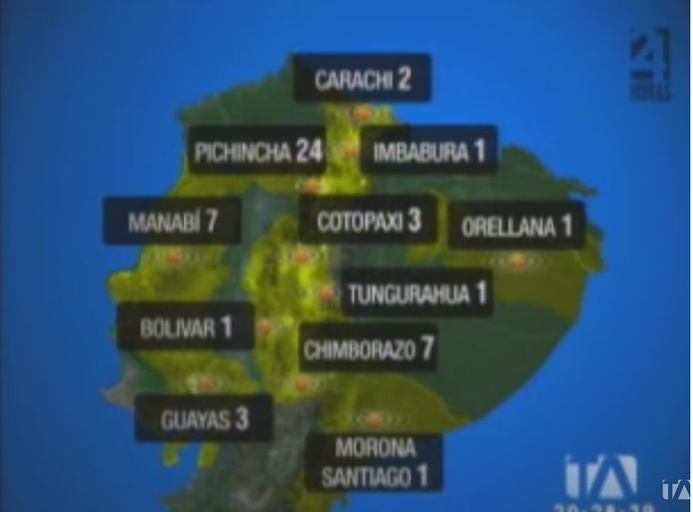 Número de personas fallecidas por provincia (dato tomado de Teleamazonas)