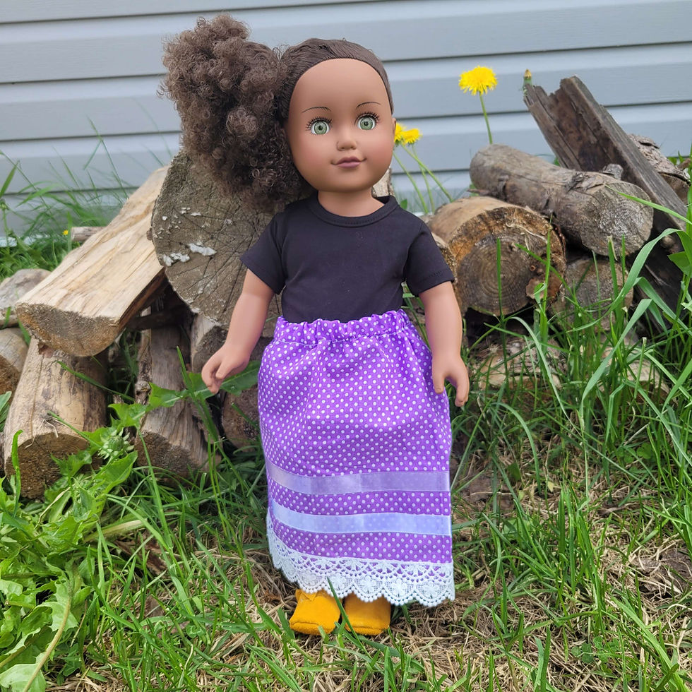 Miniature : Wholesale 3 Ribbon Skirt Dolls with Moccasins