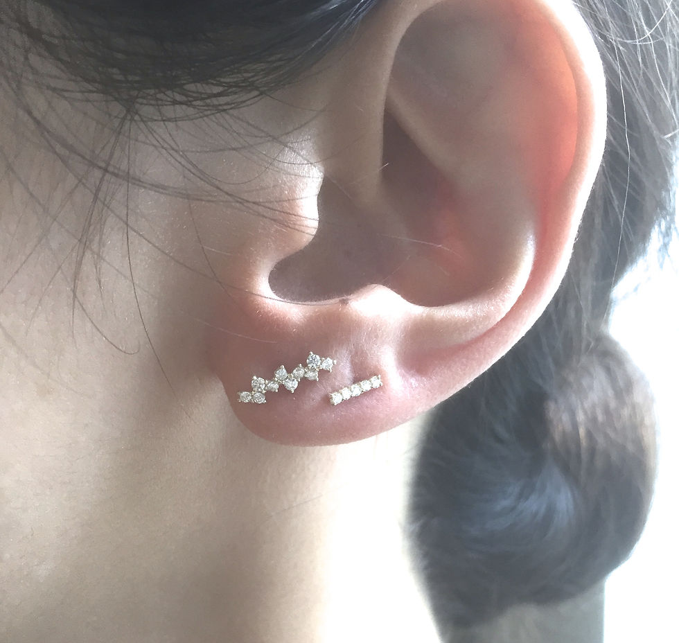 Jagged + Mini Line Mismatched Earrings