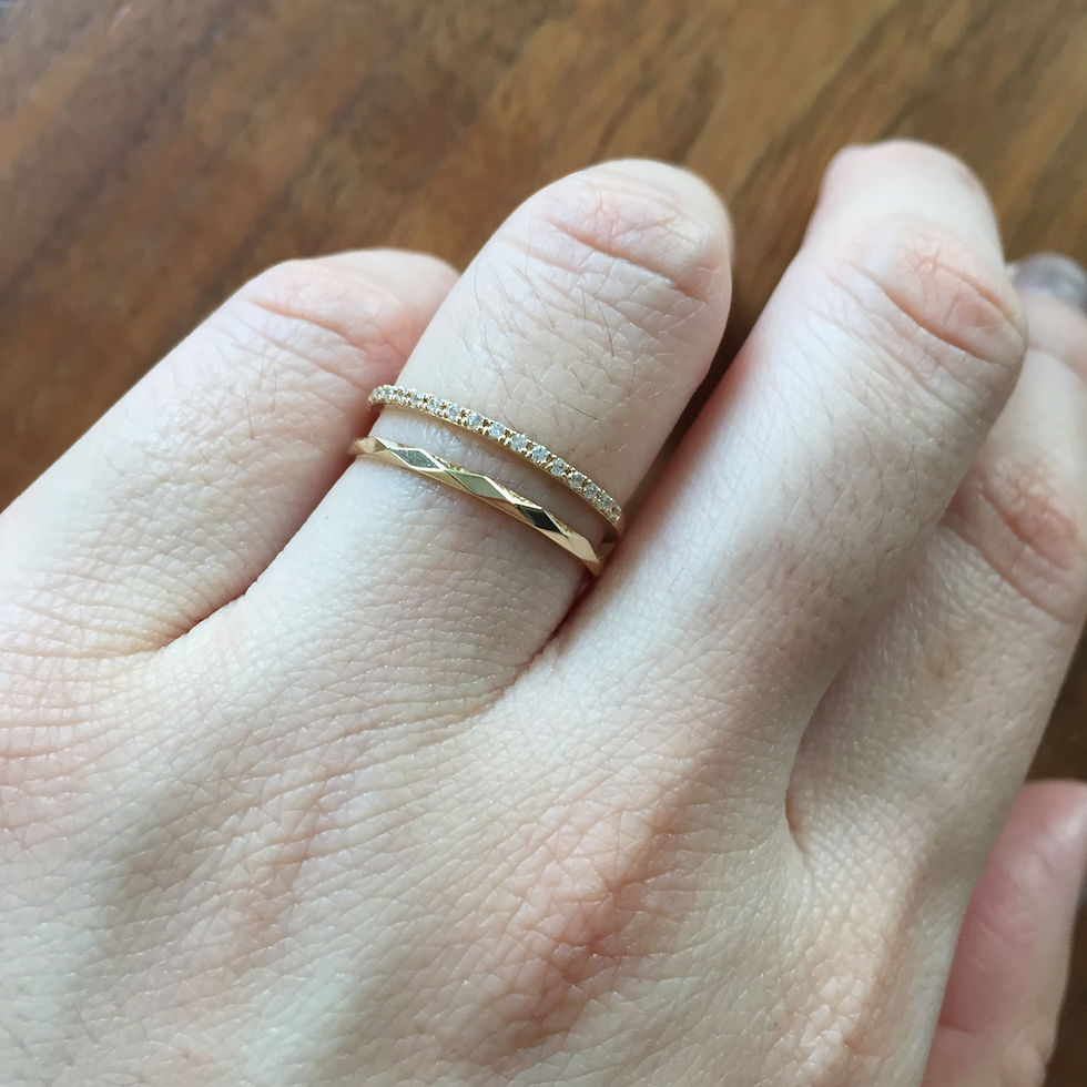 Thumbnail: Thin Facetted Pavé Double Stacking Ring